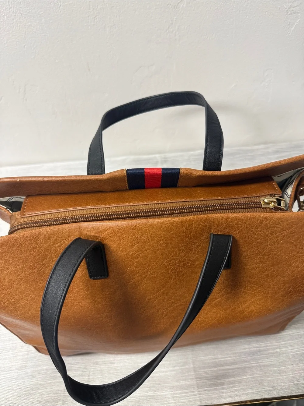 JulianTote Moda Luxe Tan Vegan Leather Tote adjustable strap